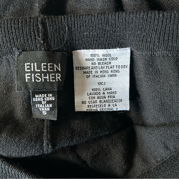 Eileen Fisher Pants Black 100% Wool Italian Fabric Wide Leg Trousers Size Small - Picture 6 of 6